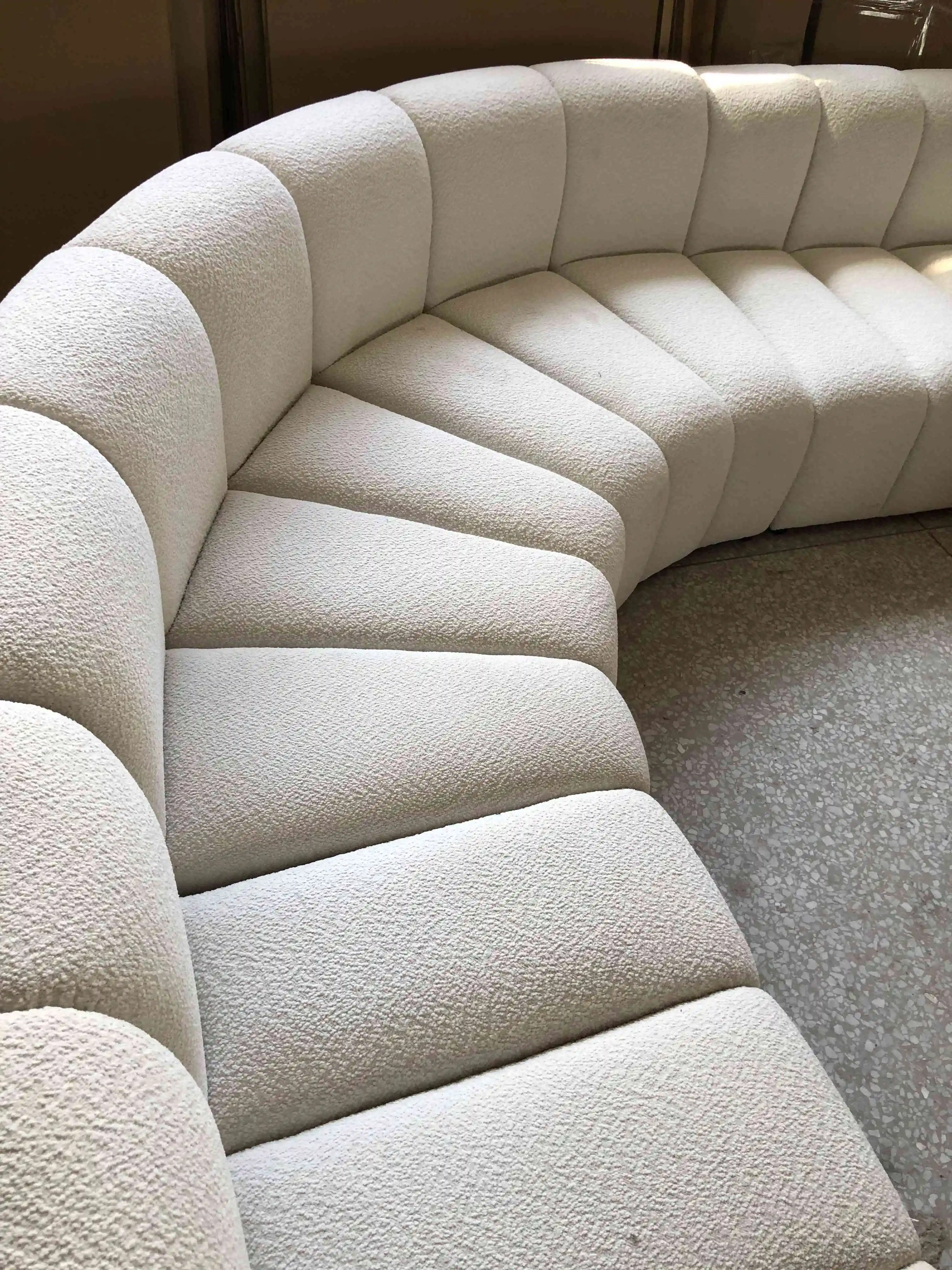 DISEN Modern Design Modular Channel Sofa Belgium Boucle Sectional Living Room Sofas