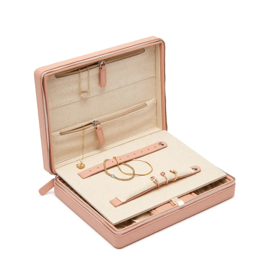 Large Mirror Jewelry Organizer Case Pu Leather Earring Jewelry Storage