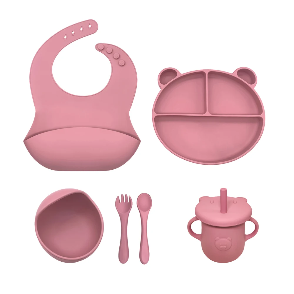 Bear Shape Divided Plate Tableware Set Kids Dinner Dish Set Toddler