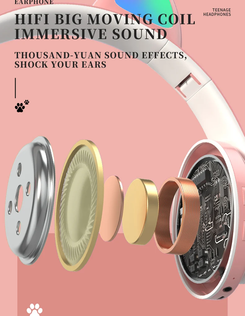 Wholesale Cute Cat Earphones Ear Headset Wireless Bt Gaming Earbuds