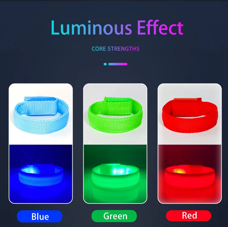 Seven colors in stock customizable patterns bracelet led bracelet concert rechargeable led light wristband