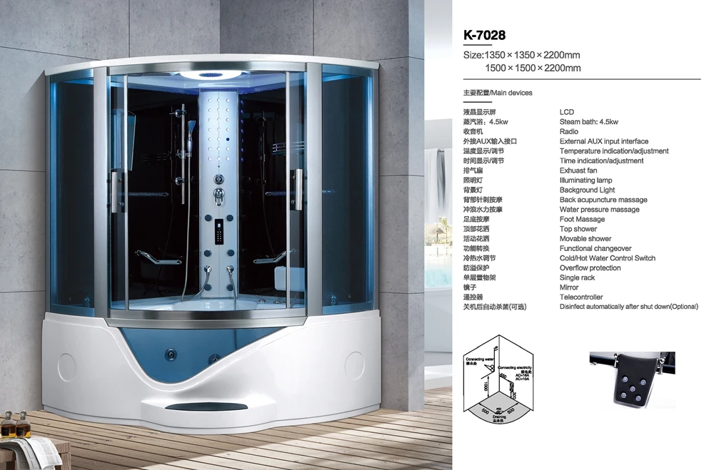 Luxury Hotel 2 People Shower Pod Cabin Whirlpool Massage Steam Shower