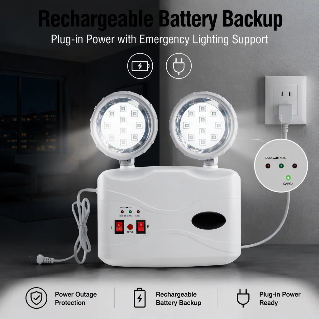 商用可充电双头 LED 应急灯 IP20 天花板壁挂式仓库办公室消防应急照明灯