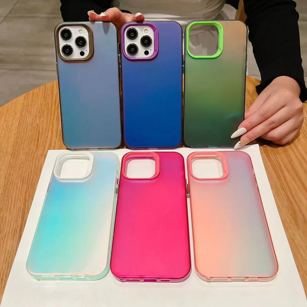 New Style Colorful Gradient Color Phone Shell With Electroplated