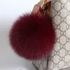 Burgundy fox fur ball 12cm