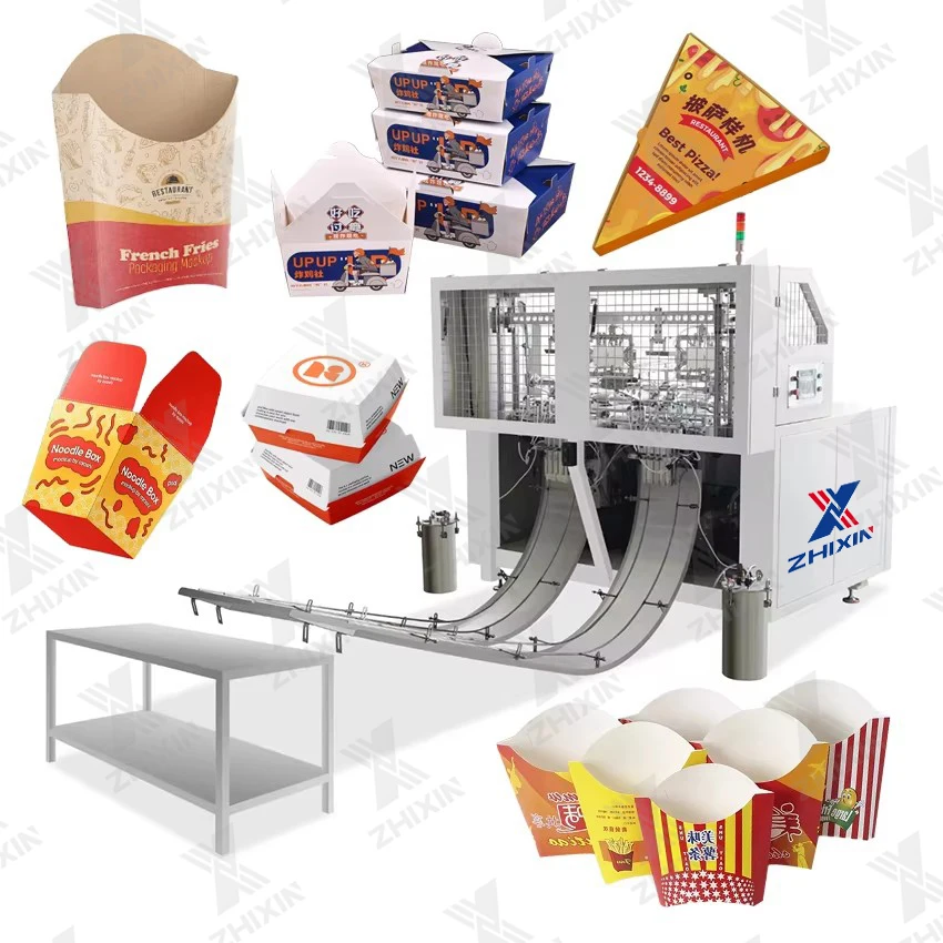 High Speed Automatic French Fries Paper Box Forming Machines Lunch Fast Food Tray Box Making Machine