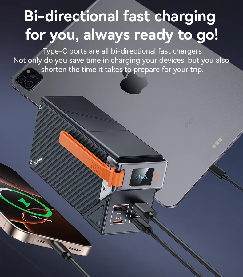 Yesido YP62 30000mAh PD 20W + SCP 22.5W Fast Charging Multi-port Design High-definition Large Screen Power Bank