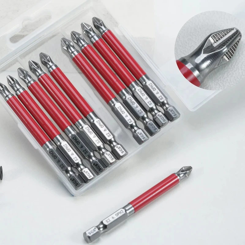 MOYOTEC 10pcs Source Factory S2 Steel Strong Magnetic 1/4'' Anti slip Screwdriver Bit PH2 Non slip T