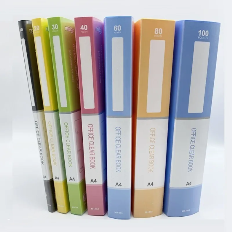 A4 Size Colorful Plastic Clear File Folder Display Book with 20 Pockets ...