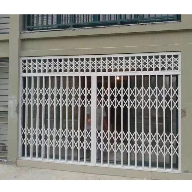 Entry Aluminum Alloy Glass Grill Sliding Door with Burglar Proof Collapsible Security Grilles