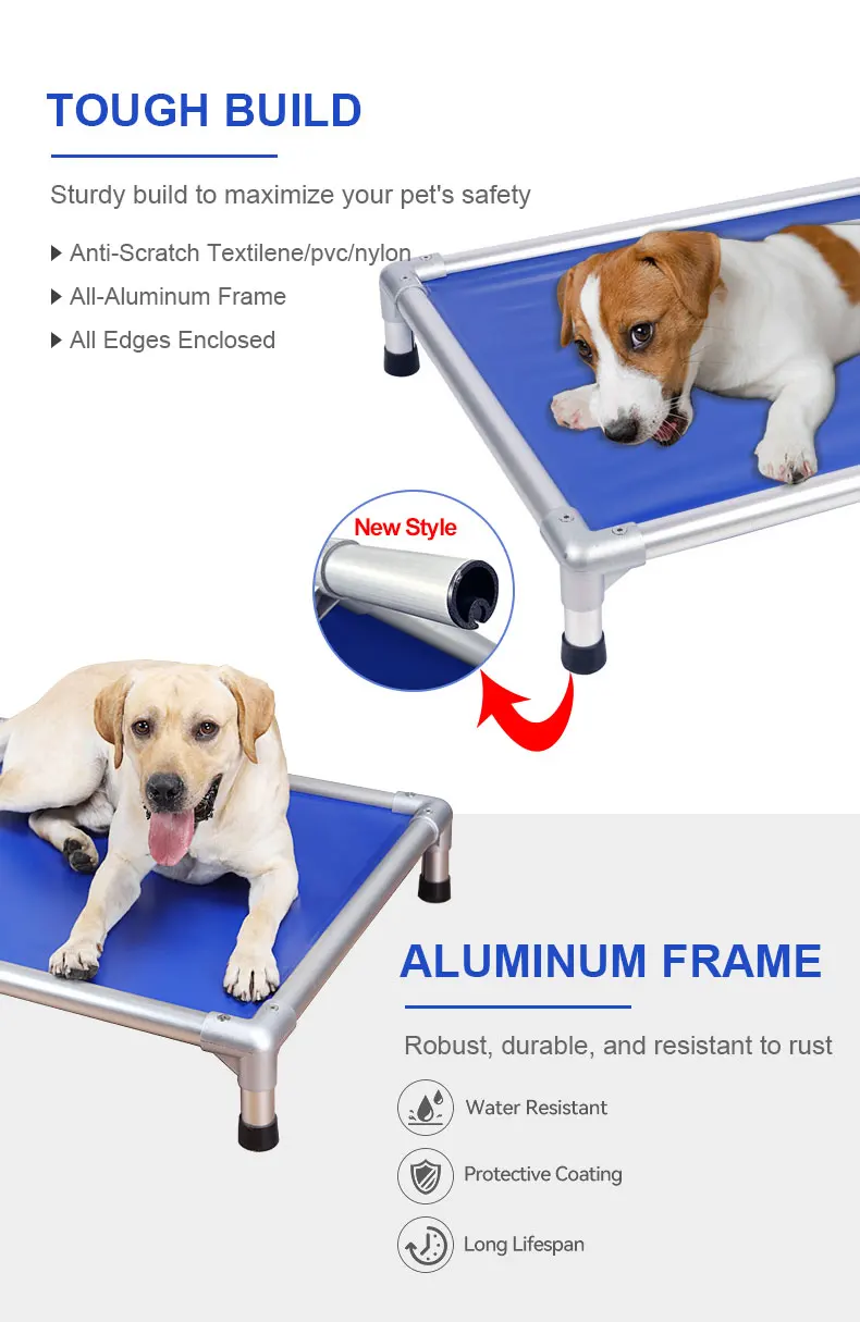 Luxury Outdoor Raised Elevated Dog Bed Antirust Aluminum Frame Chewable
