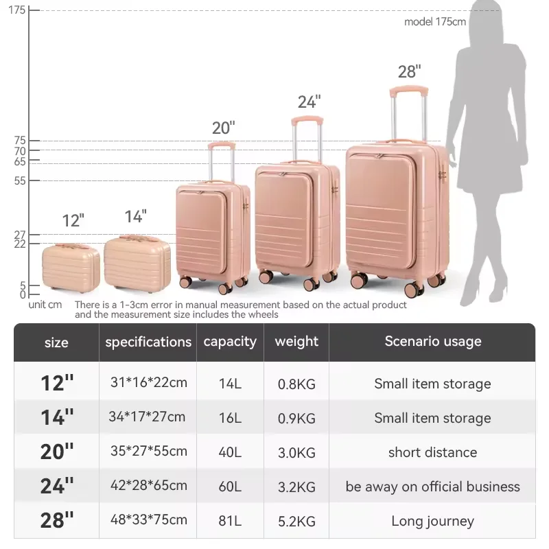 Bag Size Chart 22 Kg Luggage Wholesale Front Open Trolley