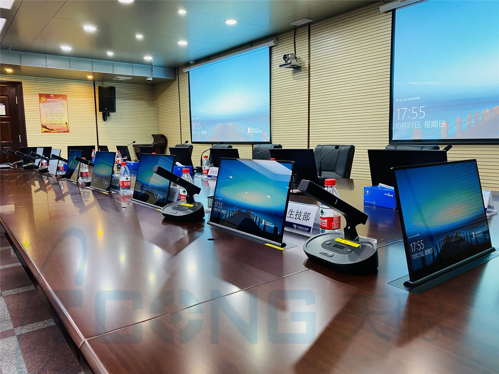 Double Screen AH Pop up Desk LCD Monitor Lift for Conferences