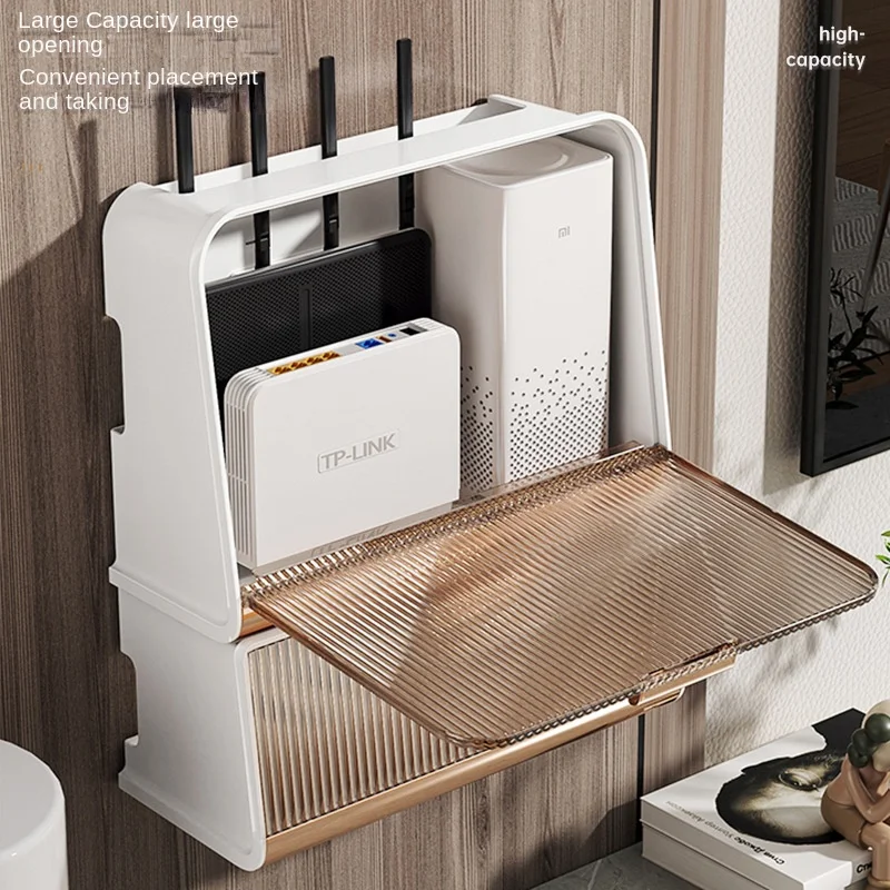 2023 New Style Desktop Socket Storage Plastic Wire TV Set Top Box Wall Hanging Rack Wifi Wireless Router Storage Box