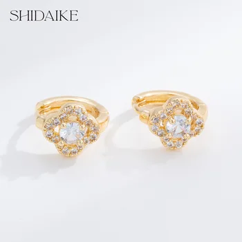18K Gold Plated Brass Zircon Stones Heart Clip-On Earrings Trendy Boutique Fashion Party Jewelry Factory Wholesale