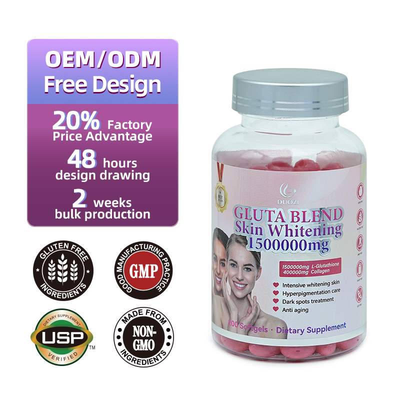 Duozi Gluta Blend Skin Whitening Softgel Capsules - 1500000 mg Collagen  Peptide Powder for Skin Beauty and Care