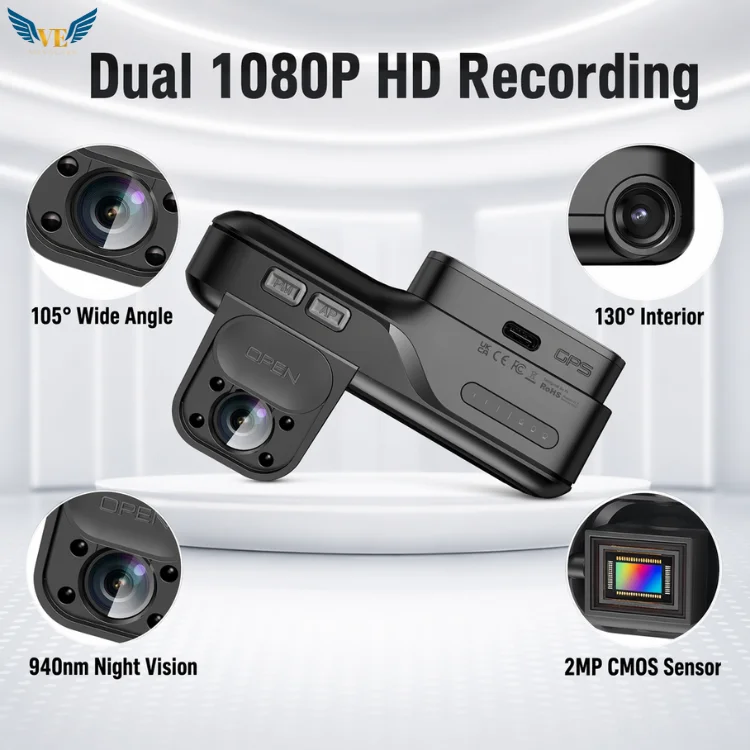 VIEVGUARB T36 Dash Cam G-Sensor GPS Night Vision 1080P Parking Monitor Dual Lens 4G