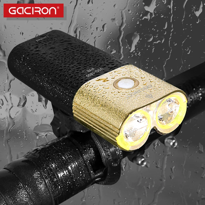 Gaciron V9D-1800 1800ルーメン防水自転車ヘッドライトUSB充電式