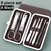 Caja de cuero 8-pieza set-Negro