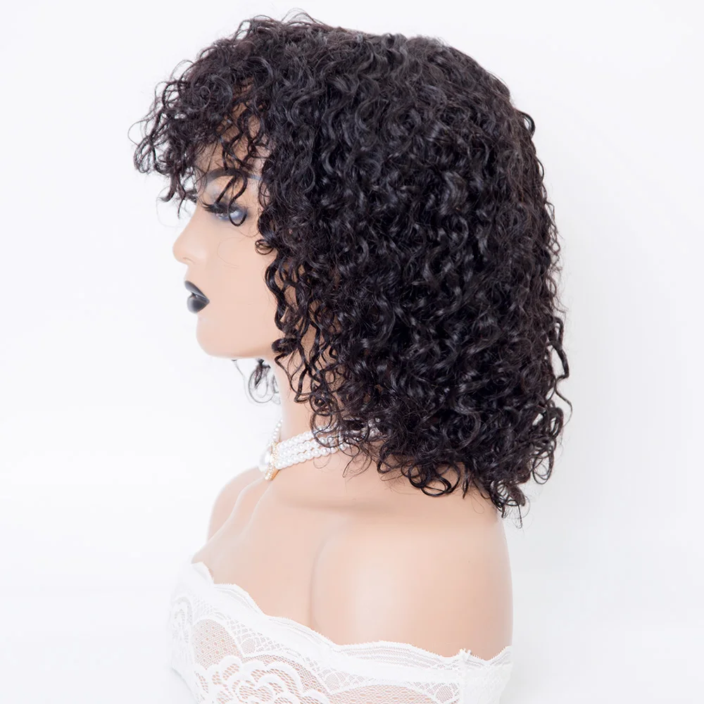 New arrival curly texture full machine made human hair wig