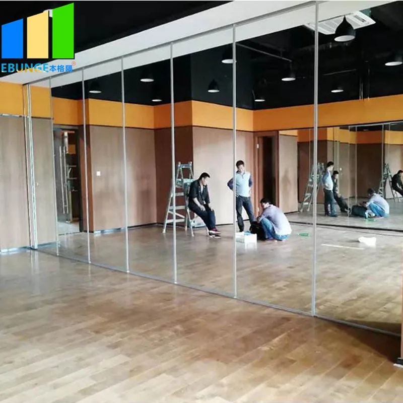 Art Gallery Office Application Flexible MDF Mirror Movable Partition Walls Sliding Folding Wall Partitions