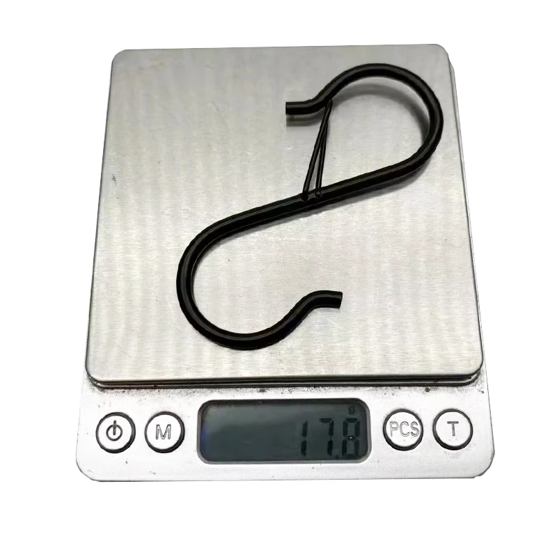 92MM Black S Hook With Locking Spring for Hanging Plants Clothes Kitchen Utensil Pots and Pans Bags