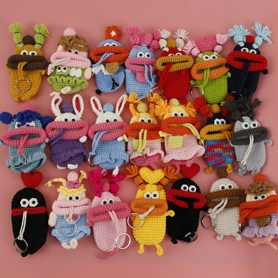 Cotton Yarn Crochet Keychain Braided Dorky Cute Sausage Mouth Pull