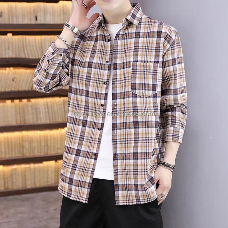Camicia di flanella scozzese da uomo casual a maniche lunghe in cotone 100% confortevole all'ingrosso di fabbrica personalizzata98_voghion.com