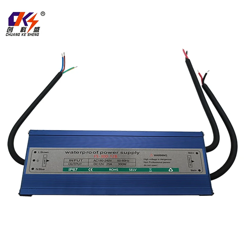 Factory Direct Sales Aluminum Shell 300W 12V 25A IP67 Waterproof Power Supply for LED Lighting CCTV Surveillance