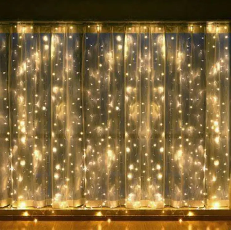 Blanc chaud Rideau de Fenêtre Lumières chaîne fée lumière 600 DEL Mariage Fête Jardin