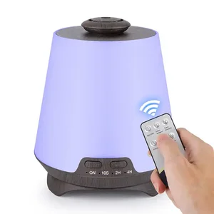 200ml Capacity Decorative Family Bedroom Wood Grain Aroma Essential Oil Diffuser With 7-color Cycle Light