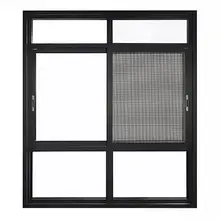 Modern Grill Design Window Frame Customized Double Glazed 2 Tracks Window Aluminum Sliding Windows