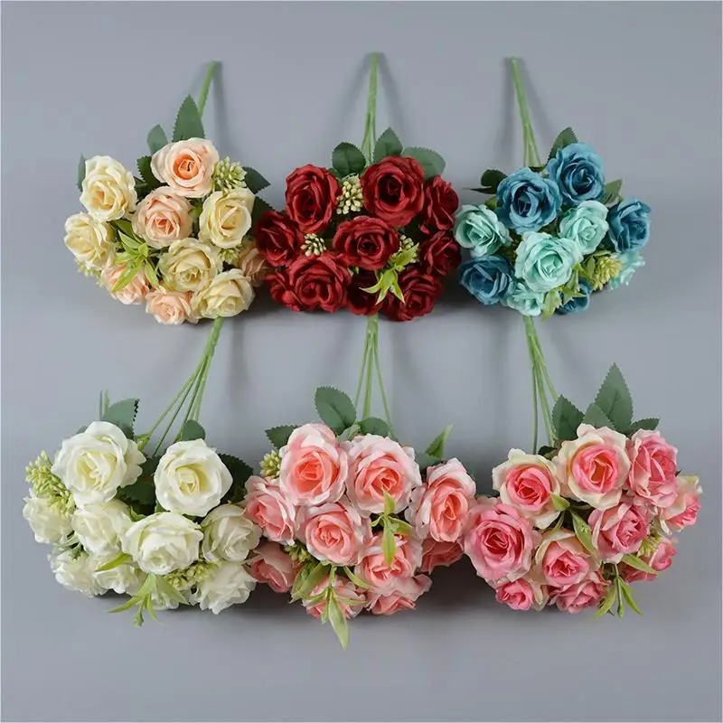 Factory Wholesale Price Artificial Rose Bouquet Silk Rose Wedding Decorative Bouquet Buy Cheap