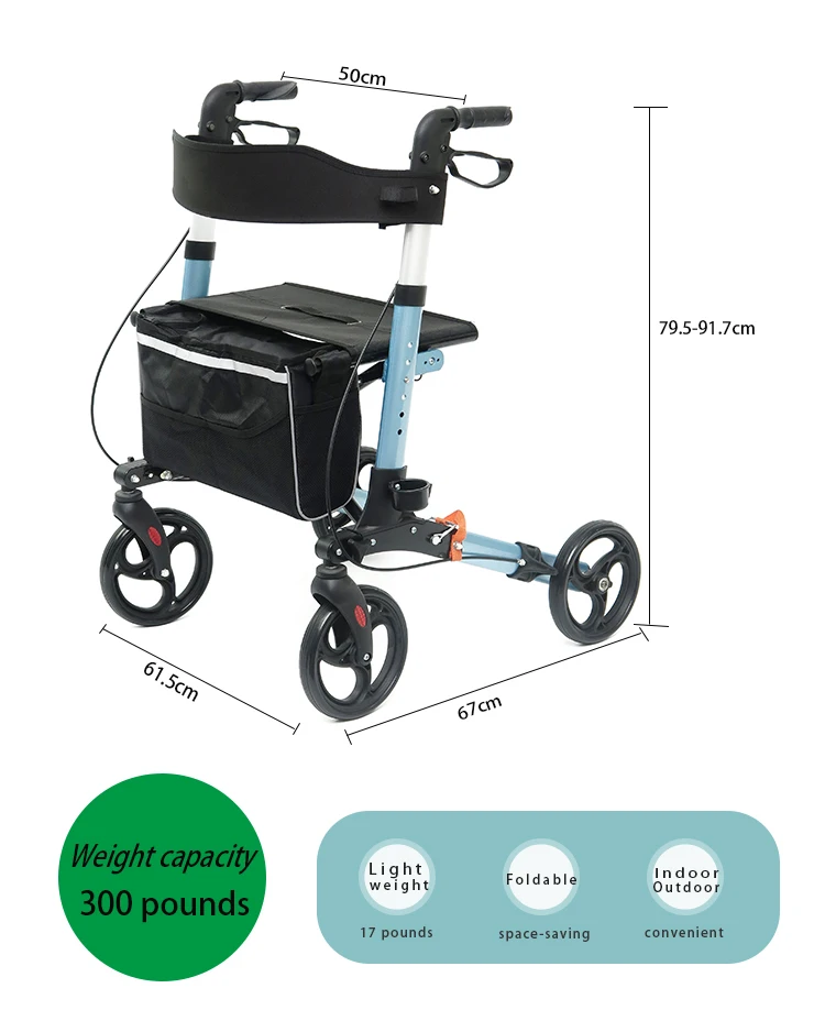 Hct-9102b Health Home Care Medical Easy-folding Rollator Walker For ...