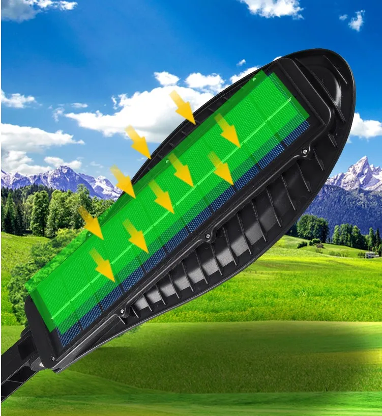 Лучшая цена многофункциональный PIR 100 Вт Светодиодный уличный фонарь на солнечной батарее открытом воздухе 3 глаза cob светодиодный светильник