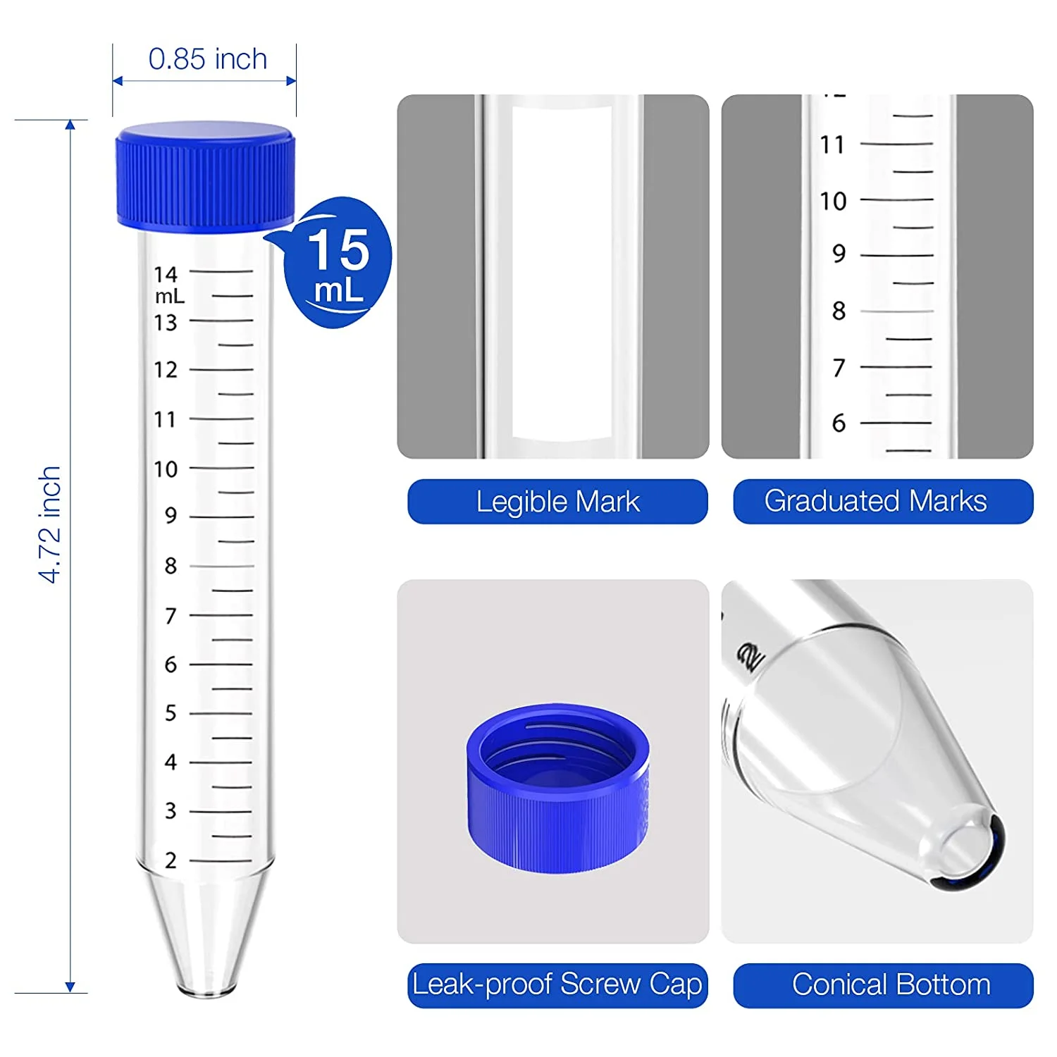 Laboratory Free Sample 10ml 15ml 50ml Conical Bottom Plastic Falcon ...