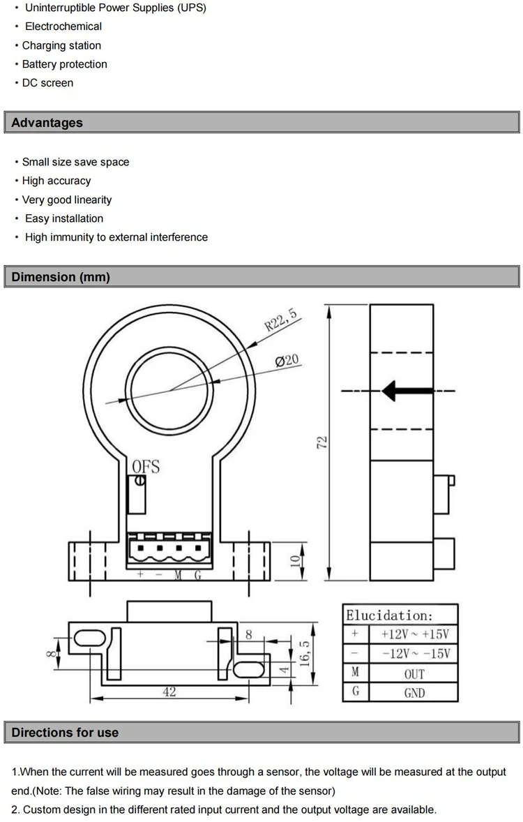 DC Leakage Current Transducer QNLC1 50mA 100mA 300mA 600mA 800mA 5V 4V Hall Current Transformer Residual CT Sensor zero Phase