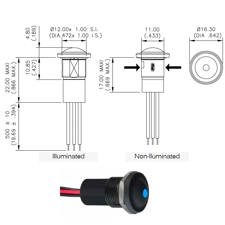 IDEC IP69K 12mm Apem IP67 sealed Waterproof Pushbutton Switch
