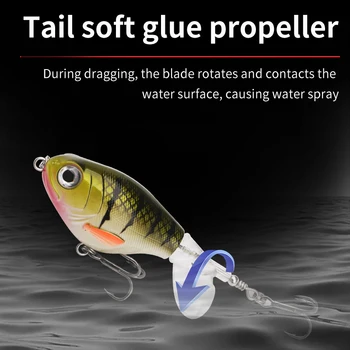 Cheery 17g Topwater Fishing Lure Floating Rotating Tail Plopping Minnow Surface Crankbait for Saltwater Fish Attracts Bass Trout – Minnow – view 3