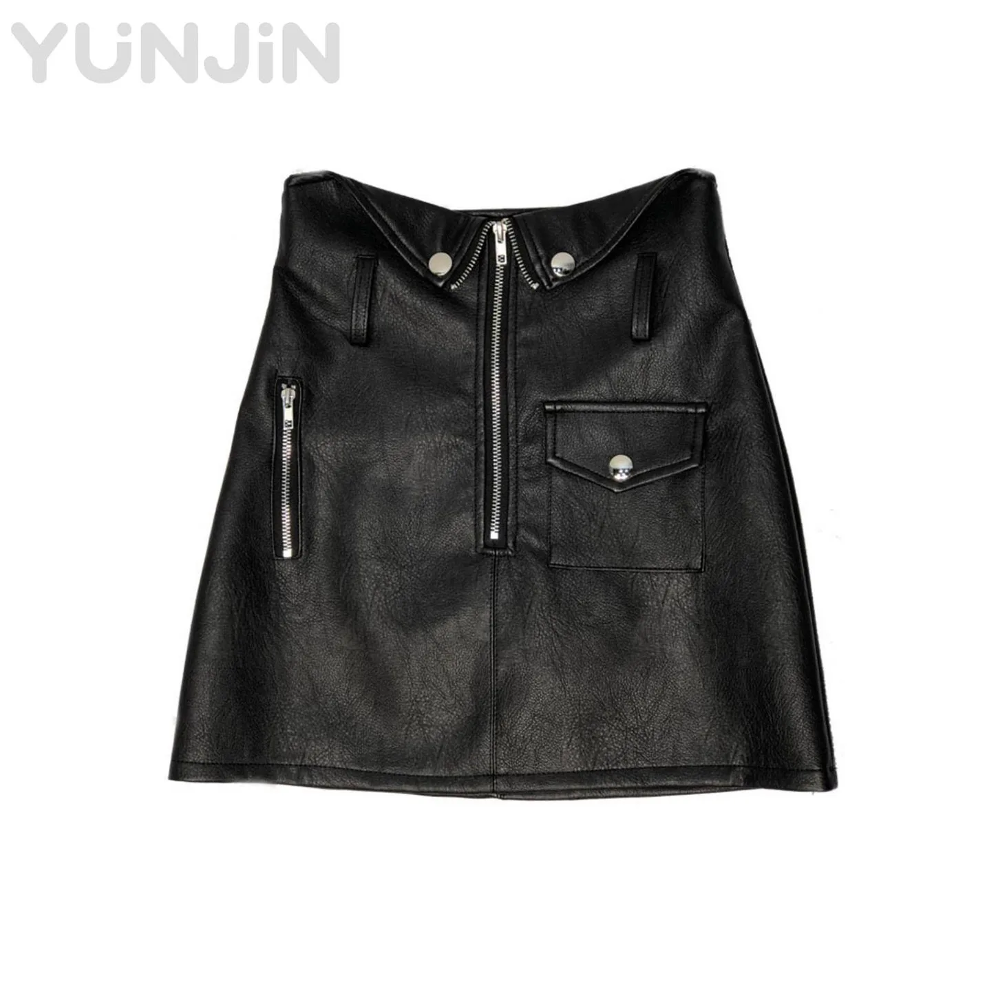 Women's Genuine Sheep Leather Skirt Ladies Y2K Moto