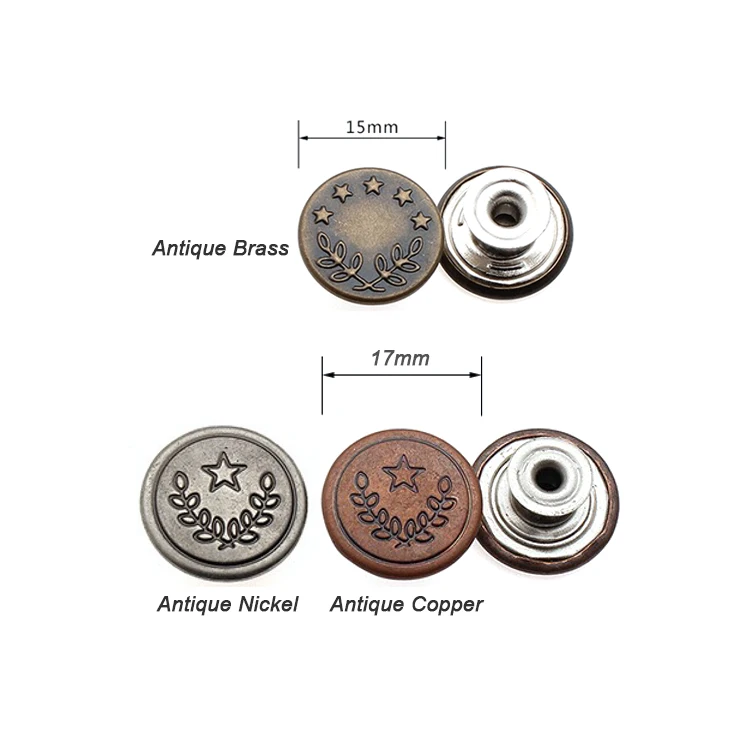 Wholesale High Quality Brass Tack Buttons Custom Metal Jeans Shank Button  for Clothing - China Metal Jeans Buttons and Embossed Tack Button price