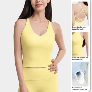 Women Sports Bra Lightweight Breathable Yoga Vest Beauty Back Designsport Wear Shockproof Pad Front Sports Sling Top for Gym Bra