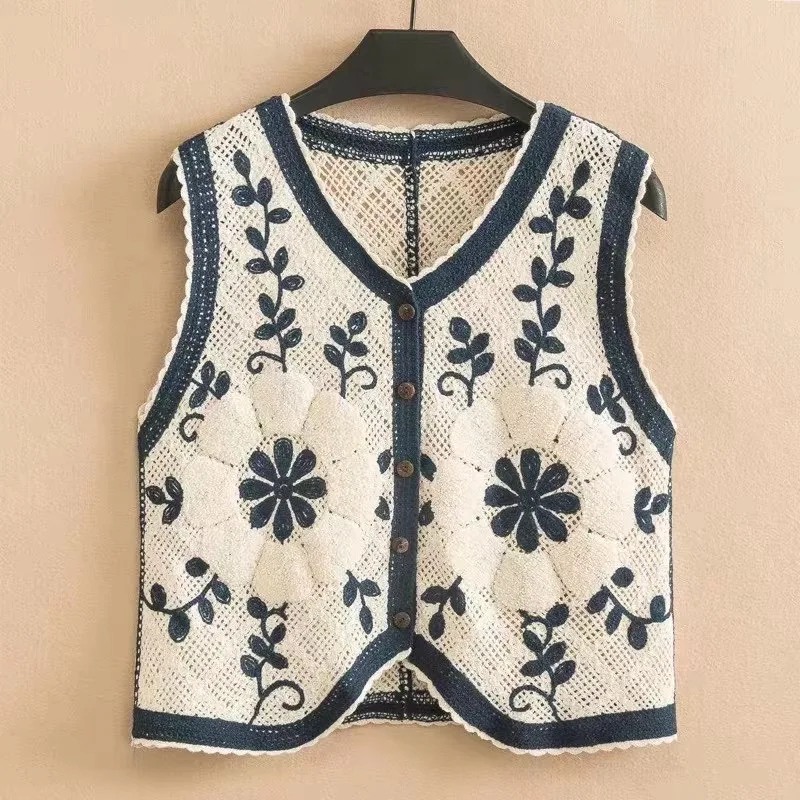 トップス eaphi U NECK LEAF PATTERN KNIT VEST Eaphi U NECK LEAF PATTERN KNIT VEST（eaphi MIX PATTERN KNIT