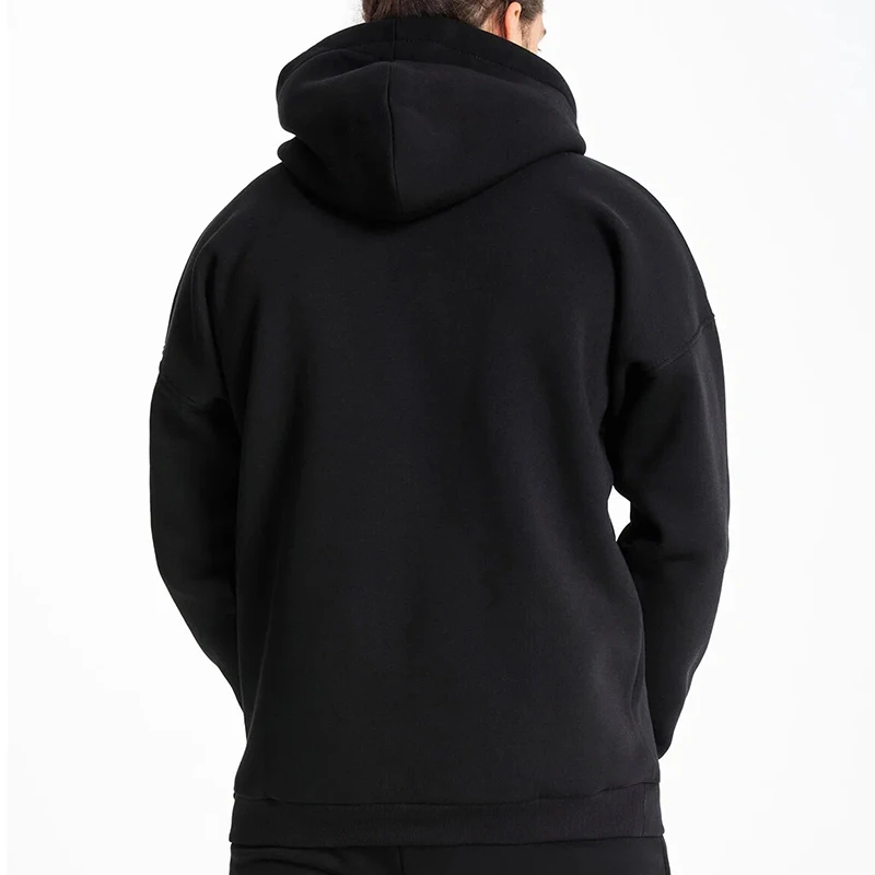 Men's Solid Black Pullover Hoodie Casual Soft Cotton Blend Street Style ...