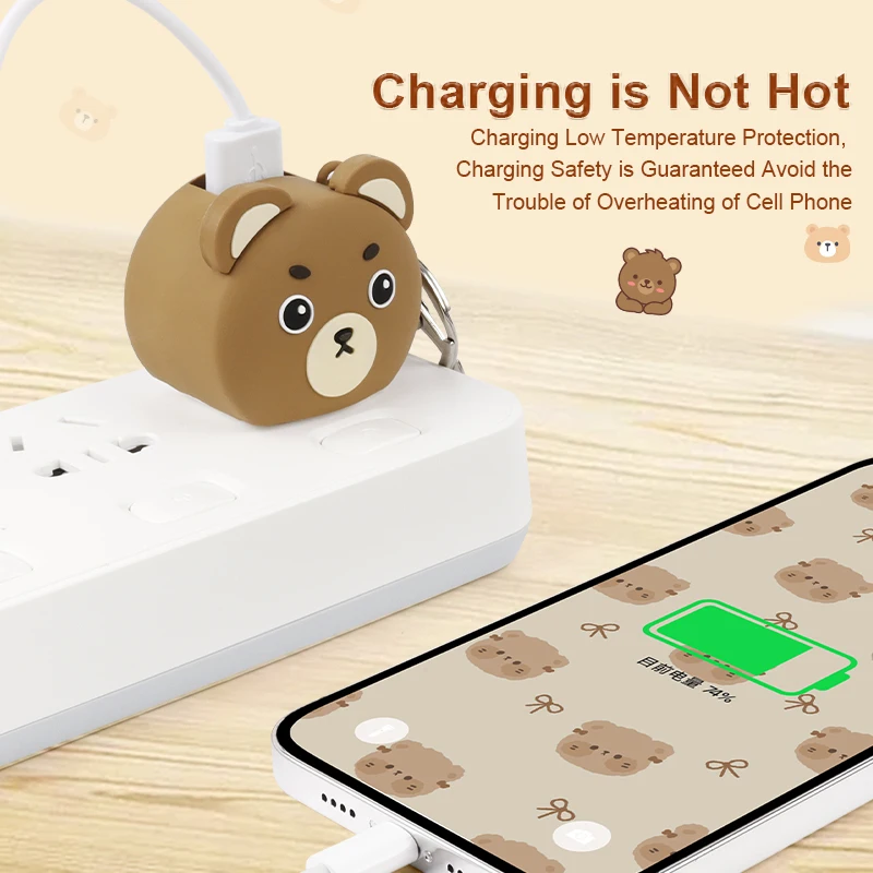 Personalized Custom Wall Charger Panda Design Animal Cute Mini 12W 20W Keychain Phone USB a Power Wall Charger