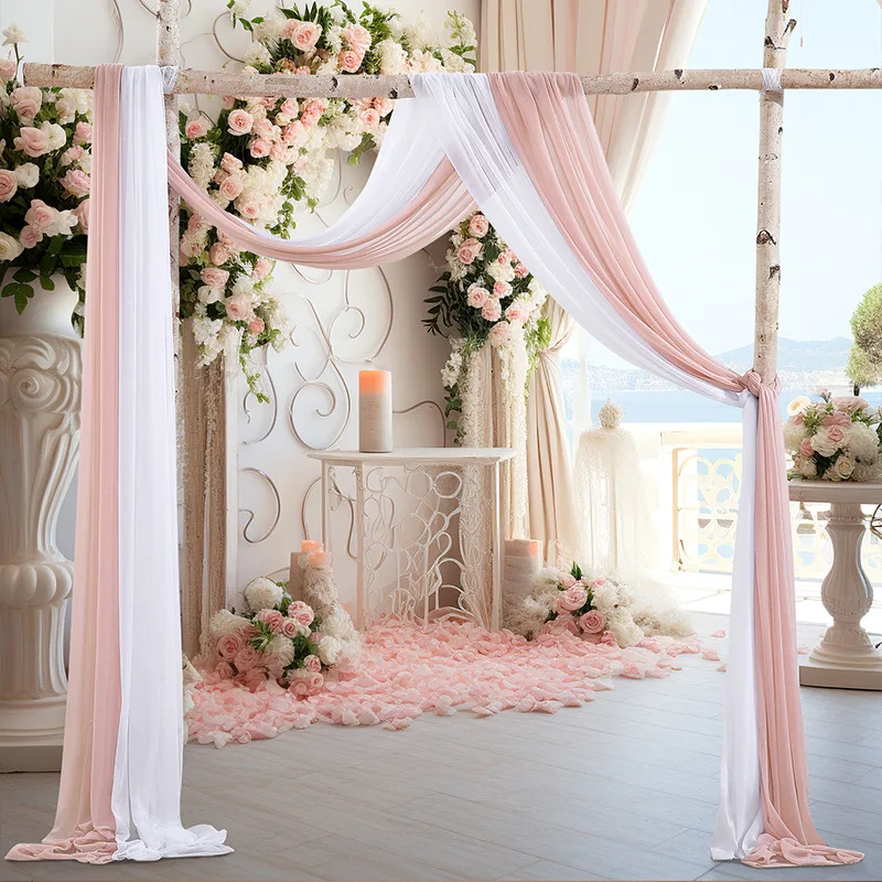 Voile De Mariage En Mousseline - 160 X 800 Cm - Blanc Romantique Pour Arche, Décoration De Cérémonie