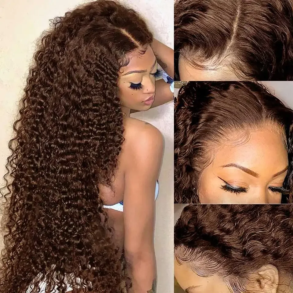 Peruka z naturalnych włosów lace front deep wave czekoladowa_voghion.com