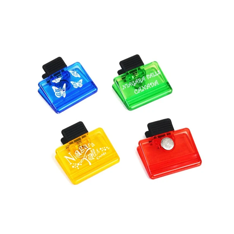 Прямоугольный магнитный зажим для холодильника, канцелярские товары с индивидуальным логотипом, прозрачный прочный пластиковый офисный магнитный зажим типа крокодил