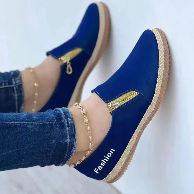 women shoes fall 2022 new Women's casual casual European and American side zipper muffin sole plus size shoes for women - Image 3