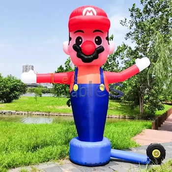 Custom Advertising Slogan Oxford Outdoor Cartoon Character Mario Inflatable Air Tube Man Clown Sky Dancer Model for Promotion